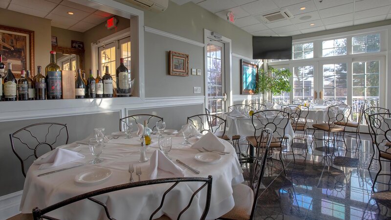 Dining room with set tables