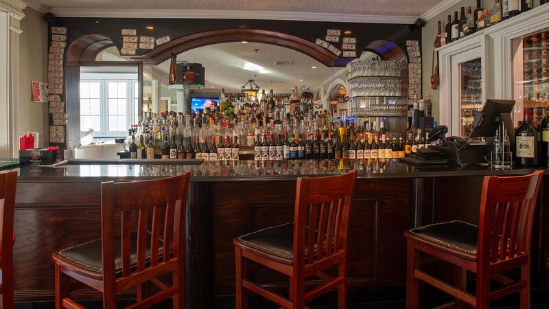 Bar area with high back chairs